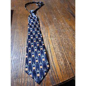 Zippit Blue Ivory Gold Brown Mens Polyester Neck Tie